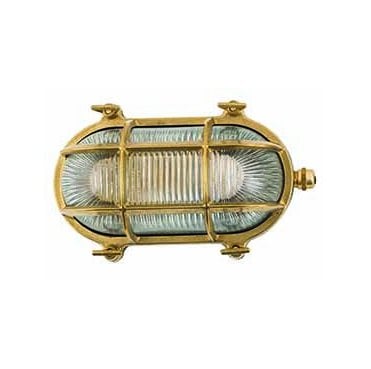 Navigator 09606 Outdoor IP64 1 Light Small Standard Bulkhead Light in a Raw Brass Finish