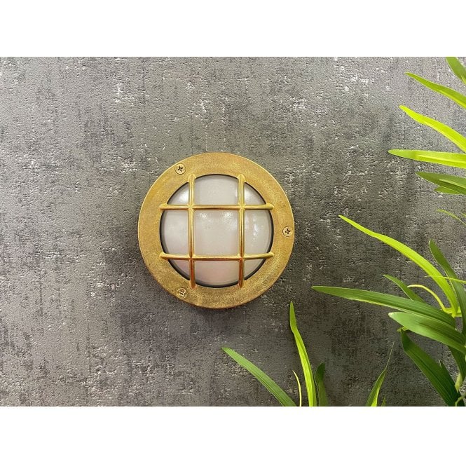 Lampfix Navigator 09607 Outdoor IP64 1 Light Compact Mini Circular Bulkhead Light in a Raw Brass Finish