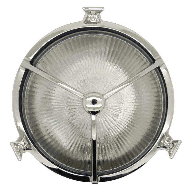 Lampfix Navigator 09708 Outdoor IP64 1 Light Trident Porthole Bulkhead Light in a Mirror Nickel Finish