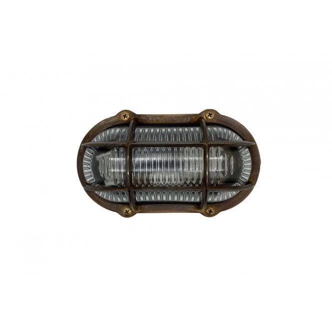 Lampfix Navigator 09712 Outdoor IP64 1 Light Commercial Slimline Bulkhead Light in an Antique Brass Finish