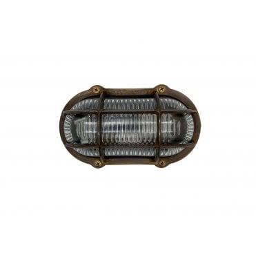 Navigator 09712 Outdoor IP64 1 Light Commercial Slimline Bulkhead Light in an Antique Brass Finish