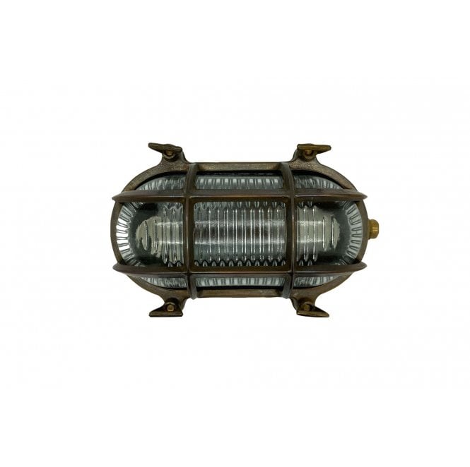 Lampfix Navigator 09713 Outdoor IP64 1 Light Small Standard Bulkhead Light in an Antique Brass Finish