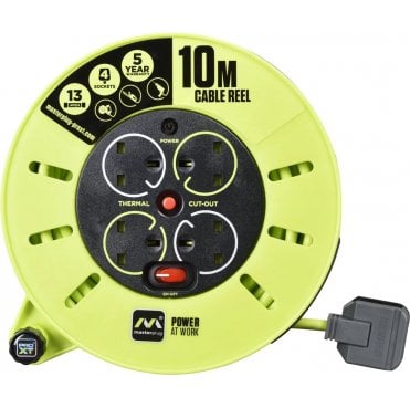 CMU10134SL 10m Cassettee Reel with 4 Sockets, Switch and LED Light