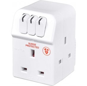 MSWRG3 Three Socket Surge Protected Adapter wth Individual Switches