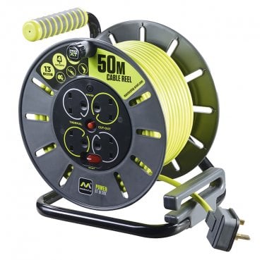 OLU50134SL PRO-XT 50m Open Reel with 4 Sockets, Switch and LED Light