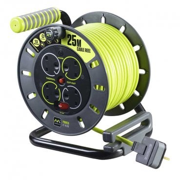 OMU25134SL PRO-XT 25m Open Reel with 4 Sockets, Switch with LED Light