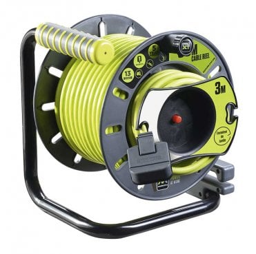 OMU2513FL3IP 25m + 3m Extension Reverse Reel with Pull out IP54 Socket