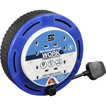 SCTO510/4BL 5m Cassette Reel with 4 Sockets Blue
