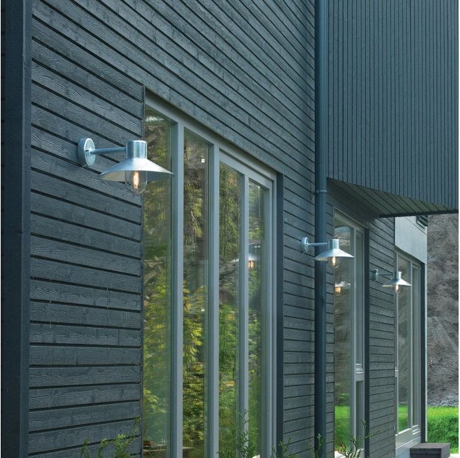 Norlys LUND-GAL-C Lund Outdoor IP55 1 Light Wall Lantern in a Galvanised Finish