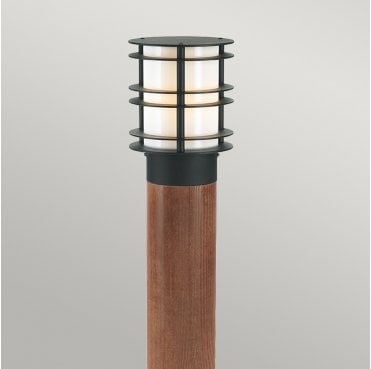 ST-BOLSW-L-E27-B Stockholm Outdoor IP65 1 Light Large Bollard in a Stained Wood and Black Finish