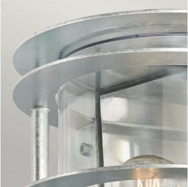 ST-FLU-E27-GAL-C Stockholm Outdoor IP54 1 Light Flush Light in a Galvanised Finish with a Clear Glass