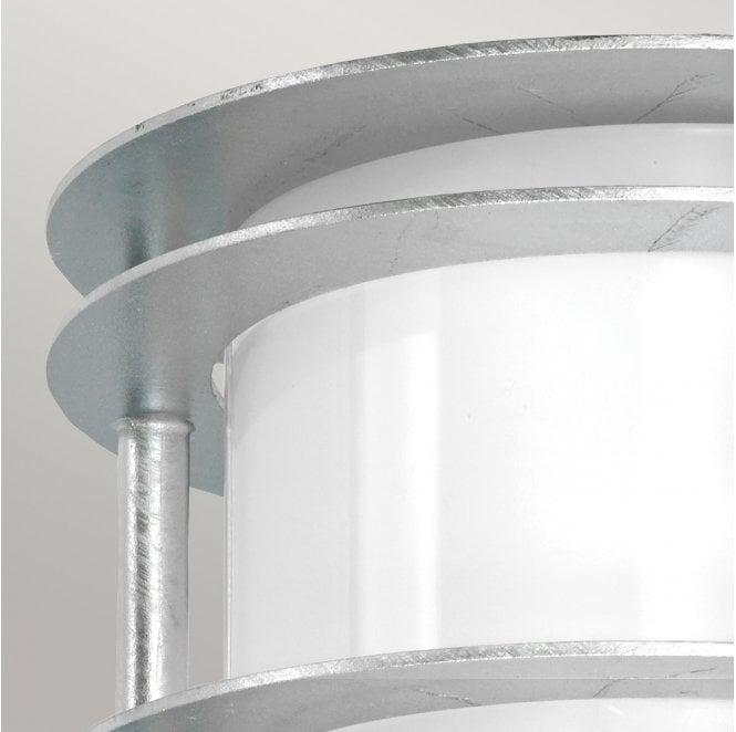 Norlys ST-FLU-E27-GAL-O Stockholm Outdoor IP54 1 Light Flush Light in a Galvanised Finish with an Opal Glass