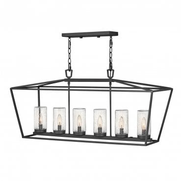 QN-ALFORD-PLACE-6P-MB Alford Place Outdoor IP44 6 Light Linear Pendant in a Black Finish