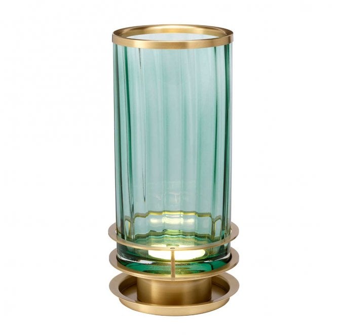 Quintiesse QN-ARNO-GREEN-AB Arno 1 Light Table Lamp in an Aged Brass Finish with a Green Glass Shade