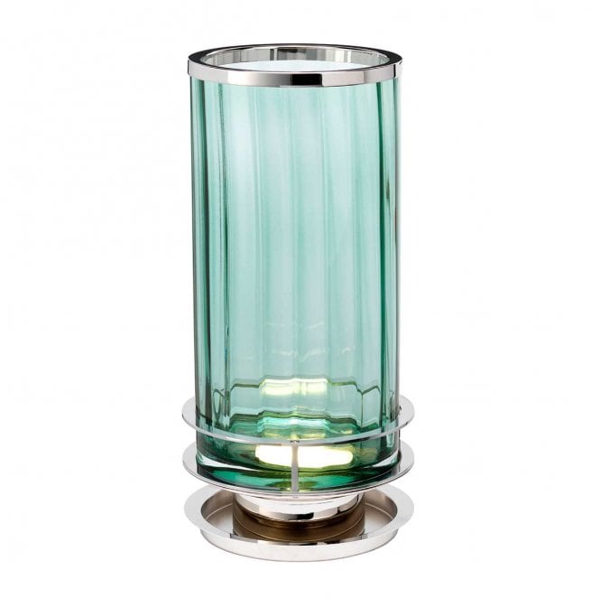 Quintiesse QN-ARNO-GREEN-PN Arno 1 Light Table Lamp in a Polished Nickel Finish with a Green Glass Shade