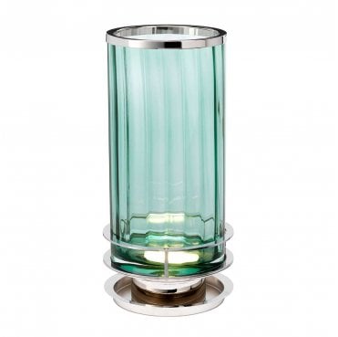 QN-ARNO-GREEN-PN Arno 1 Light Table Lamp in a Polished Nickel Finish with a Green Glass Shade