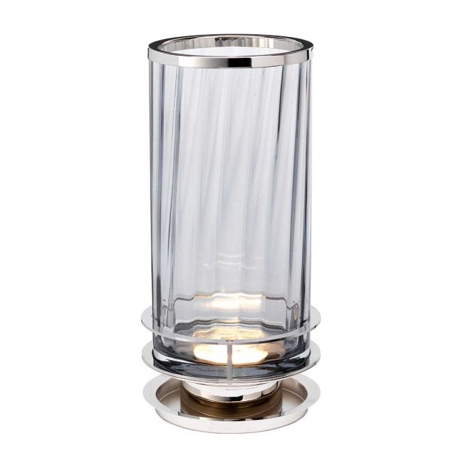 Quintiesse QN-ARNO-SMOKE-PN Arno I Light Table Lamp in a Polised Nickel Finish with a Smoke Glass Shade