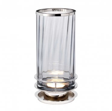 QN-ARNO-SMOKE-PN Arno I Light Table Lamp in a Polised Nickel Finish with a Smoke Glass Shade