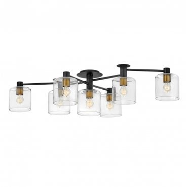 QN-AXEL7-BK Axel 7 Light Semi-flush Mount in a Black and Brass Finish