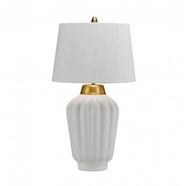 QN-BEXLEY-TL-WBB Bexley 1 Light Table Lamp in a White and Brushed Brass Finish