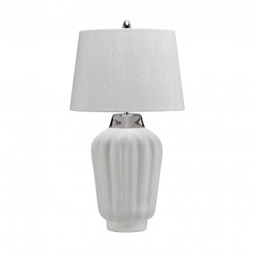 QN-BEXLEY-TL-WPN Bexley 1 Light Table Lamp in a White and Polished Nickel Finish