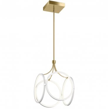 QN-CIRI-P-WH Ciri LED Pendant  in a White and Gold Finish