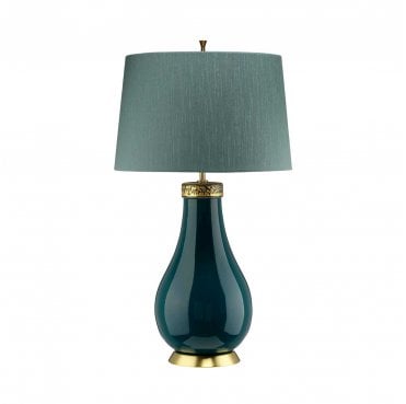 QN-HAVERING-TL 1 Light Table Lamp in an Azure Turquioise and Aged Brass Finish