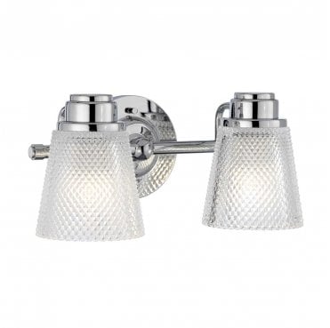 QN-HUDSON2-BATH Hudson IP44 2 Light Wall Light in a Polished Chrome Finish