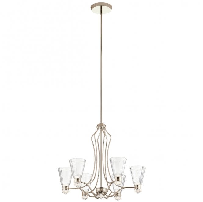 Quintiesse QN-KAYVA13-PN Kayva LED IP44 13 Light 6 Arm Chandelier in a Polished Nickel Finish