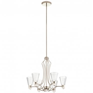 QN-KAYVA13-PN Kayva LED IP44 13 Light 6 Arm Chandelier in a Polished Nickel Finish