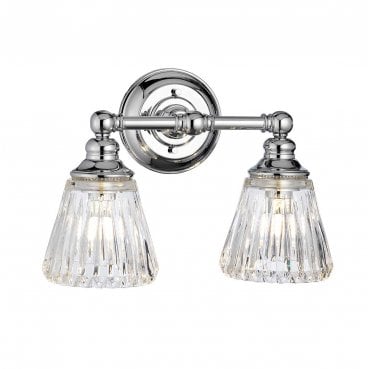 QN-KEYNES2-BATH Keynes IP44 2 Light Wall Light in a Polished Chrome Finish