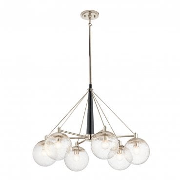 QN-MARILYN6 Marilyn 6 Light Chandelier in a Polished Nickel Finish