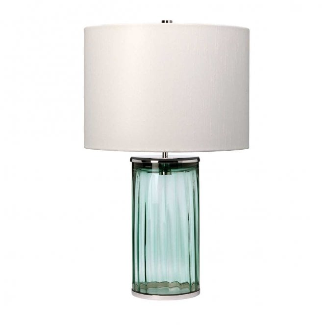Quintiesse QN-RENO-GREEN-PN 1 Light Table Lamp in a Green Tint with Polished Nickel Detail