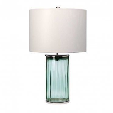 QN-RENO-GREEN-PN 1 Light Table Lamp in a Green Tint with Polished Nickel Detail