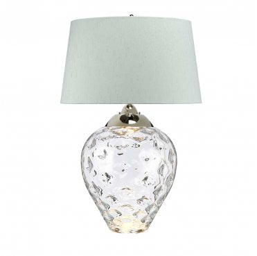 QN-SAMARA-TL-LRG-CLR 1 Light Large Table Lamp in a Clear Tint with Polished Nickel Detail