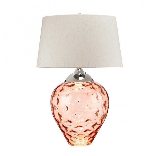 Quintiesse QN-SAMARA-TL-LRG-SLM 1 Light Large Table Lamp in a Salmon Tint with Polished Nickel Detail