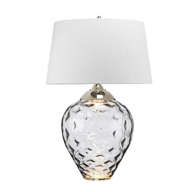 Quintiesse QN-SAMARA-TL-LRG-SMK 1 Light Large Table Lamp in a Smoke Tint with Polished Nickel Detail