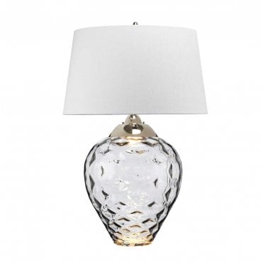 QN-SAMARA-TL-LRG-SMK 1 Light Large Table Lamp in a Smoke Tint with Polished Nickel Detail