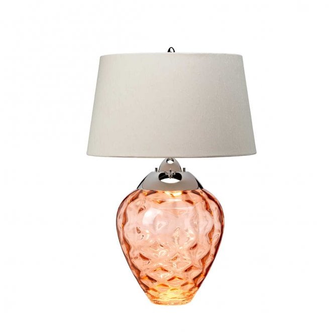 Quintiesse QN-SAMARA-TL-SLM 1 Light Table Lamp in a Salmon Tint with Polished Nickel Detail