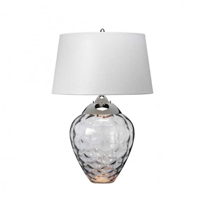 Quintiesse QN-SAMARA-TL-SMK 1 Light Table Lamp in a Smoke Tint with Polished Nickel Detail