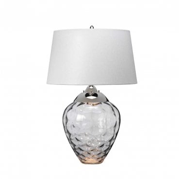 QN-SAMARA-TL-SMK 1 Light Table Lamp in a Smoke Tint with Polished Nickel Detail