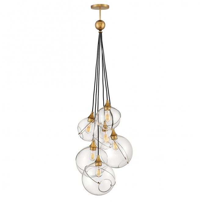 Quintiesse QN-SKYE-6P Skye 6 Light Pendant in a Brass Finish