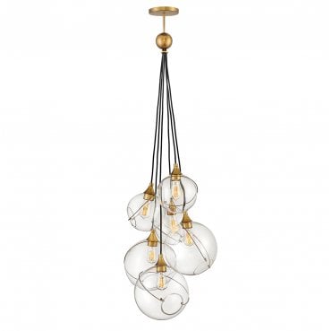 QN-SKYE-6P Skye 6 Light Pendant in a Brass Finish