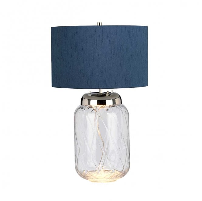 Quintiesse QN-SOLA-TL-L-BLU Sola 2 Light Table Lamp in a Polished Nickel Finish with a Breton Shade
