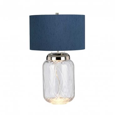 QN-SOLA-TL-L-BLU Sola 2 Light Table Lamp in a Polished Nickel Finish with a Breton Shade