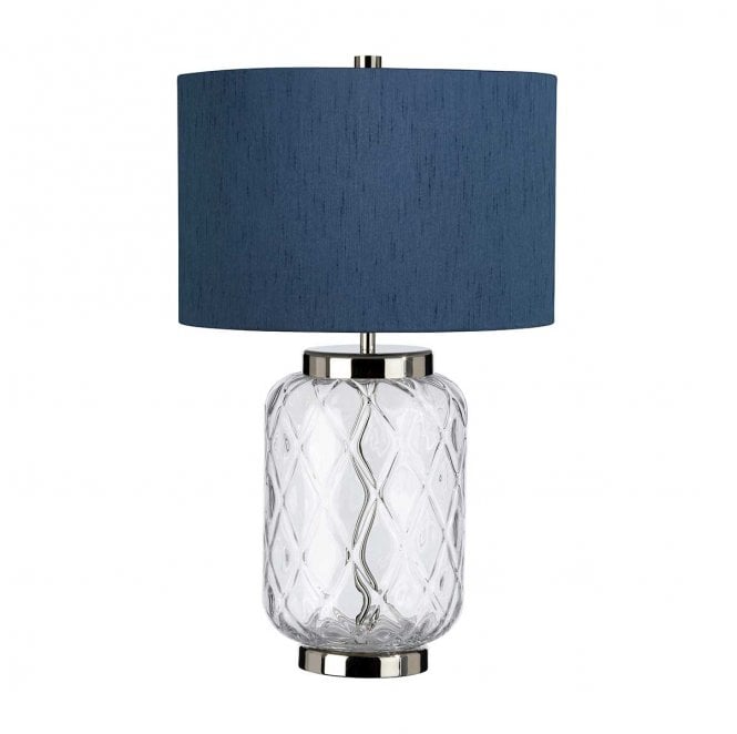 Quintiesse QN-SOLA-TL-S-BLU Sola 1 Light Table Lamp in a Polished Nickel Finish with a Breton Shade