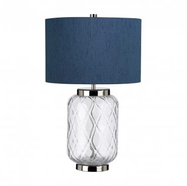 QN-SOLA-TL-S-BLU Sola 1 Light Table Lamp in a Polished Nickel Finish with a Breton Shade