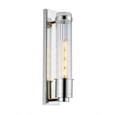 QN-WELLINGTON1-PC Wellington IP44 1 Light Wall Light in a Polished Chrome Finish