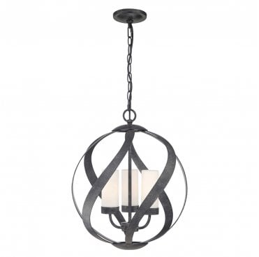 QN-BLACKSMITH-3P-OBK Blacksmith Outdoor IP44 3 Light Chandelier in an Old Black Finish