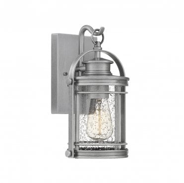 QN-BOOKER-S-IA Booker Outdoor IP44 1 Light Small Wall Lantern in an Industrial Aluminium Finish